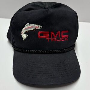 GMC Truck Embroidered Trout Baseball Cap Vintage Snap Back Black